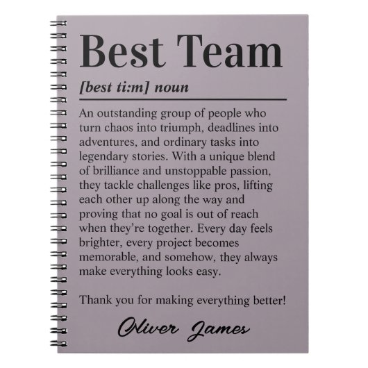 Beste Team Definition Custom Employee Appreciation Notitieboek (Voorkant)