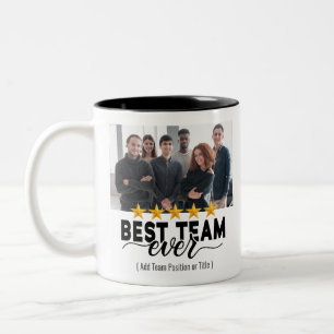 Beste Team Ooit Aangepaste Foto Kantoor Cadeau Tweekleurige Koffiemok