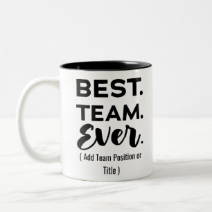 Beste team ooit, aangepaste naam of taak tweekleurige koffiemok