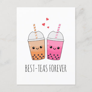 Beste theesoorten Schattige Kawaii Boba Tea Pun Lo Briefkaart