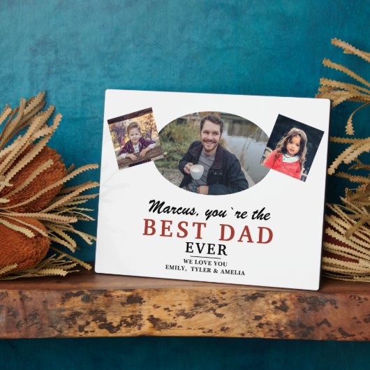 Beste vader 2 Kinder fotocollage priester Plaque Fotoplaat (Zijkant)