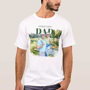 Beste Vader Aangepaste Foto Monogram Golfbaan T-shirt