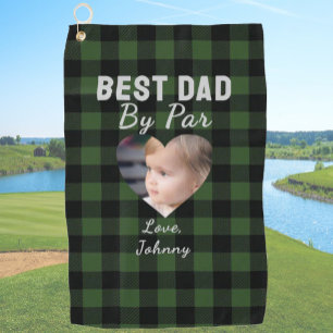 Beste vader aangepaste kinderfoto groene buffelpla golfhanddoek
