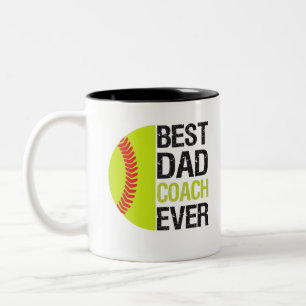 Beste vader Coach Ever Funny Fathers dag Softball  Tweekleurige Koffiemok