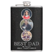 Beste vader Dag 3 Ovale Foto Collage Heupfles (Voorkant)