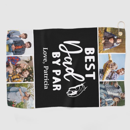 Beste vader door Par Custom 6 Foto Vaderdag Golfhanddoek (Horizontaal)