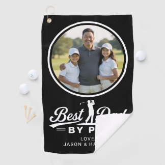 Beste Vader Door Par Golfer Vader Foto Modern Zwar Golfhanddoek