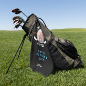 Beste vader door Par Retro Vaderdag zwart monogram Golfhanddoek (Groen)