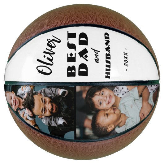 Beste vader en echtgenoot vader 2 Foto's Basketbal (Voorkant)