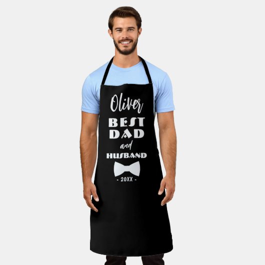 Beste vader en man Stropdas Elegant Black Schort (Gedragen)