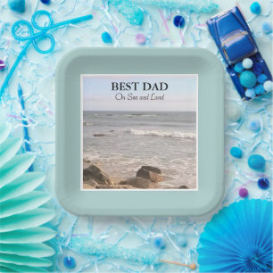 Beste vader Foto van Wavy Atlantic Ocean Blue Sky Papieren Bordje