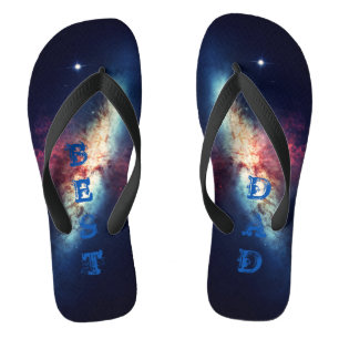 Beste vader gepersonaliseerde blauwe Cosmos Teenslippers