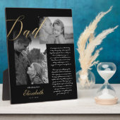 Beste vader | Gold Dad Script Weduwbericht foto Fotoplaat (Zijkant)