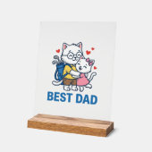 Beste Vader Golf Kat Knuffel Cute Vector Design_1 Acryl Bord (Hoek)