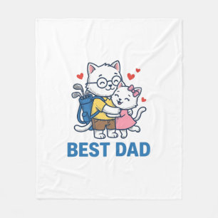 Beste Vader Golf Kat Knuffel Cute Vector Design_1 Fleece Deken