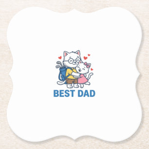 Beste Vader Golf Kat Knuffel Cute Vector Design_1 Kartonnen Onderzetters