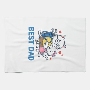 Beste Vader Golf Kat Knuffel Cute Vector Design_1 Theedoek