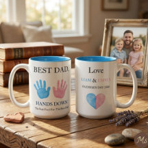 Beste Vader Hands Down Kinderen Handafdruk Koffiem