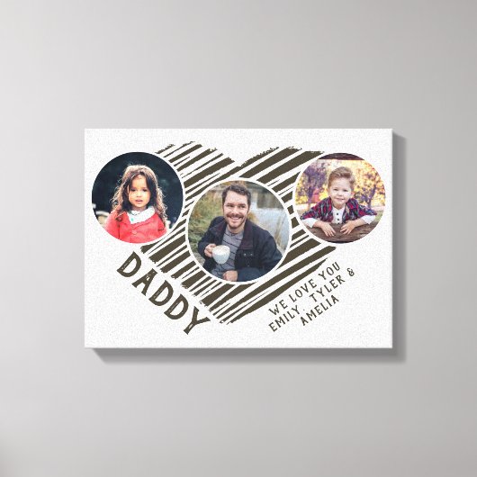 Beste vader Hart Vader Dag 3 Foto Collage Canvas Afdruk (Voorkant)