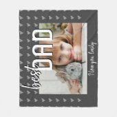 Beste vader Heart Pattern Gray Foto Vader Day Fleece Deken (Voorkant)