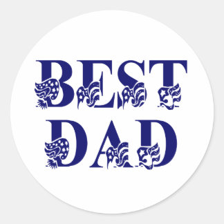 Beste vader met Vlaggenblauwe tekst Ronde Sticker