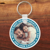 Beste vader Moderne Aangepaste Foto van de wereld Sleutelhanger (Voorkant)