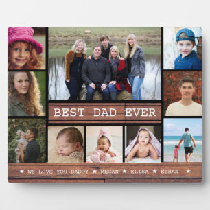 Beste vader ooit 10 familie Foto Collage Rustic Wo Fotoplaat