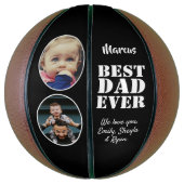 Beste vader ooit 2 Foto Collage Vader Dag Zwart Basketbal (Verticaal)