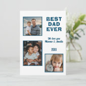 Beste vader ooit 3 Foto Collage Vaderdag Feestdagenkaart (Staand voorkant)