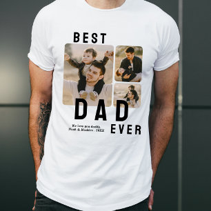 Beste vader ooit 3 Foto Collage Vaderdag T-shirt