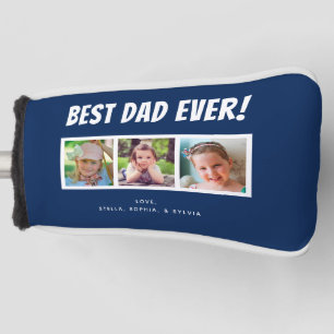 Beste vader ooit 3 Foto's op Donkere Blauwe Golfho Golfheadcover