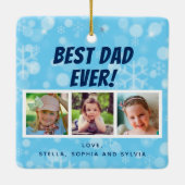 Beste vader ooit 3 Foto's Snowflakes Keramisch Ornament (Achterkant)