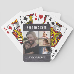 Beste vader ooit 4 Familie Foto Collage Chalkboard Pokerkaarten