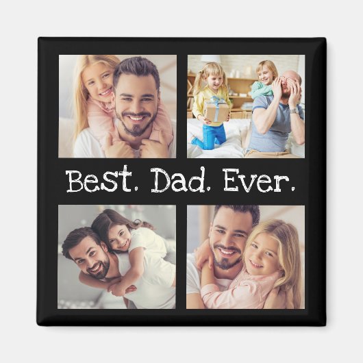 Beste vader ooit 4 Foto Collage Fun Keepslag Magneet (Voorkant)