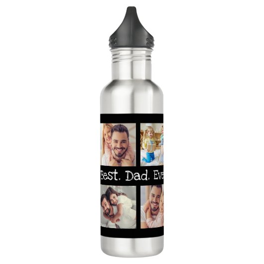 Beste vader ooit 4 Foto Collage Fun Keepslag Waterfles (Links)