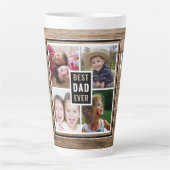 Beste vader ooit 4 Foto Collage Vaderdag Latte Mok (Voorkant)