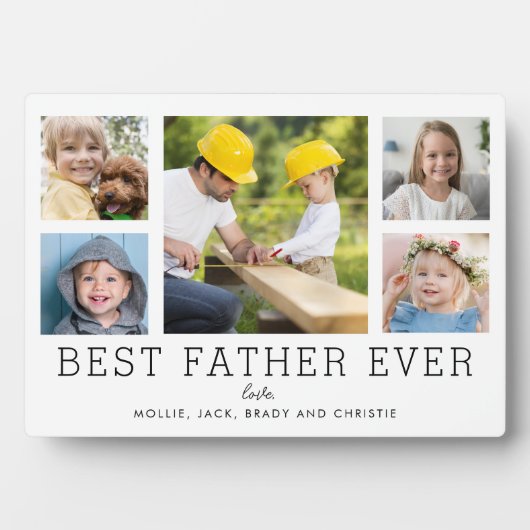 Beste Vader Ooit 5-Foto Collage Eenvoudige Custom Fotoplaat (voorkant)