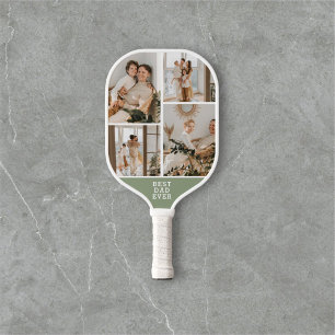 Beste vader ooit 8 foto collage groen pickleball paddle