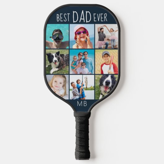 Beste vader ooit 9 Naam van fotoscript Aangepaste  Pickleball Paddle (Voorkant)