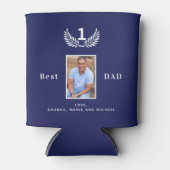 Beste vader ooit aangepaste blauwe witte marinenam blikjeskoeler (Voorkant)