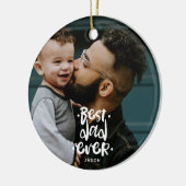 Beste vader ooit Aangepaste Foto Vaderdag Cadeauna Keramisch Ornament (Links)