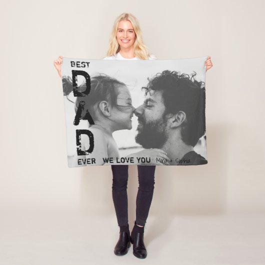 Beste vader ooit Aangepaste naam Foto Cool Vaderda Fleece Deken (In situ)