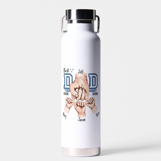 Beste vader ooit aangepaste vuistslag - drie Kinde Waterfles (Voorkant)