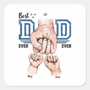 Beste vader ooit aangepaste vuistslag - twee Kinde Vierkante Sticker