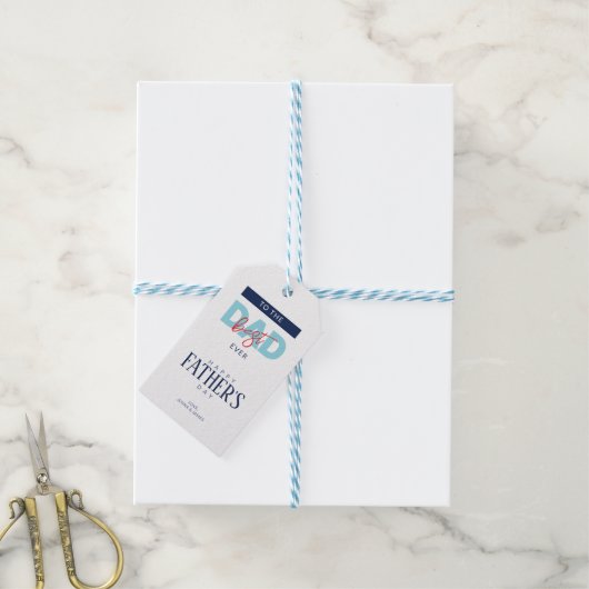 Beste vader ooit blauwe vadersdag cadeaulabel (Met Touw)