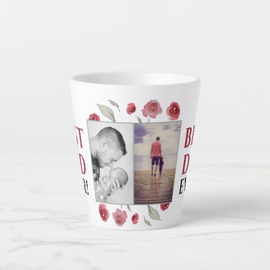 Beste vader ooit Bloemen Vaderdag 2 Fotocollage Latte Mok (Voorkant)