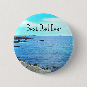 Beste vader ooit Blue Ocean Photo Azure Sky Ronde Button 5,7 Cm