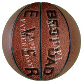 Beste vader ooit bruin leren stempel Vaderdag Basketbal (Verticaal)