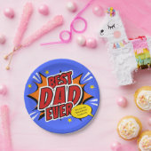 Beste vader ooit Comic Superheld Fathers Dag Papieren Bordje (Feest)