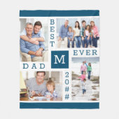 Beste vader ooit Editable Jaar 4 Foto Blauw Fleece Deken (Voorkant)